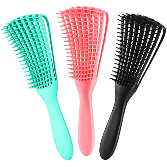 A.DASHER 3 Pack Hair Detangler Brush for Afro America/African Hair Textured 3a to 4c Kinky Wavy/Curly/Coily/Wet/Dry/Oil/Thick/Long Hair, Detangling Brush for Natural Hair, Exfoliating Your Scalp for Beautiful - Image 1